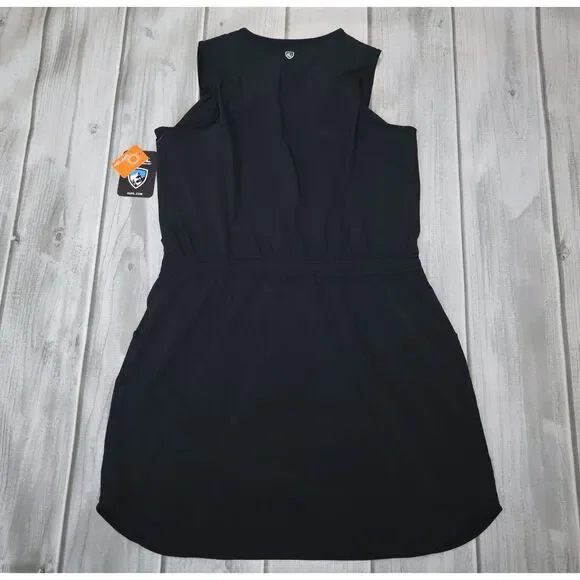 NEW Kuhl Vantage Dress Sz L Black Sleeveless Hiking Athletic V-Neck UPF 50+ 4021 - Picture 7 of 9